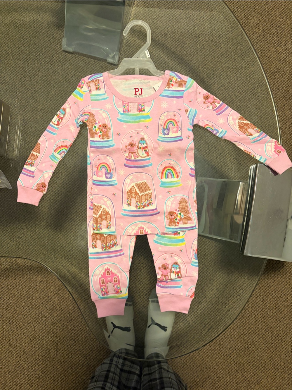 Children’s Place Place Pink Snow Globe & Rainbow Girls Pajama Set